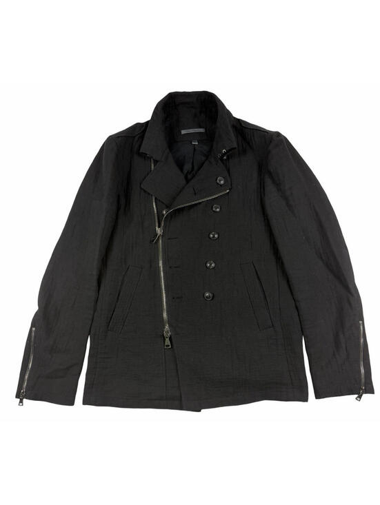 John Varvatos Other - John Varvatos Modern Military Moto Pea Coat Cotton Linen Black Size 46 EU